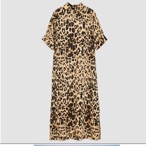 Zara satin leopard print midi dress